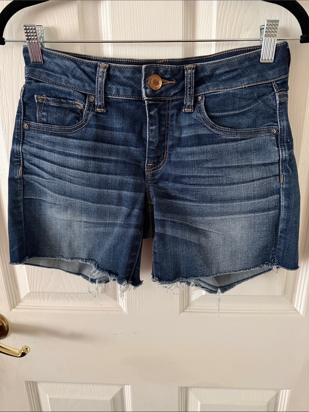 American Eagle Outfitters Dark Blue Distressed Denim Cutoff Shorts
